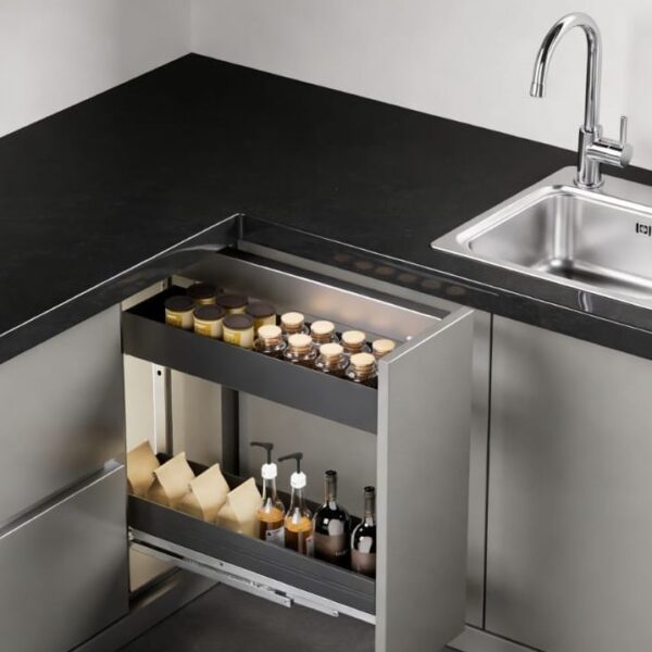 Aluminum Bottom Pull Out Spice Rack
